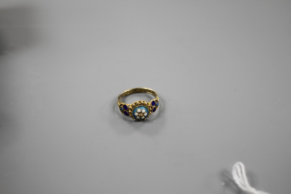 A 9ct gold brooch, a plated pocket watch, other jewellery and jewellery boxes